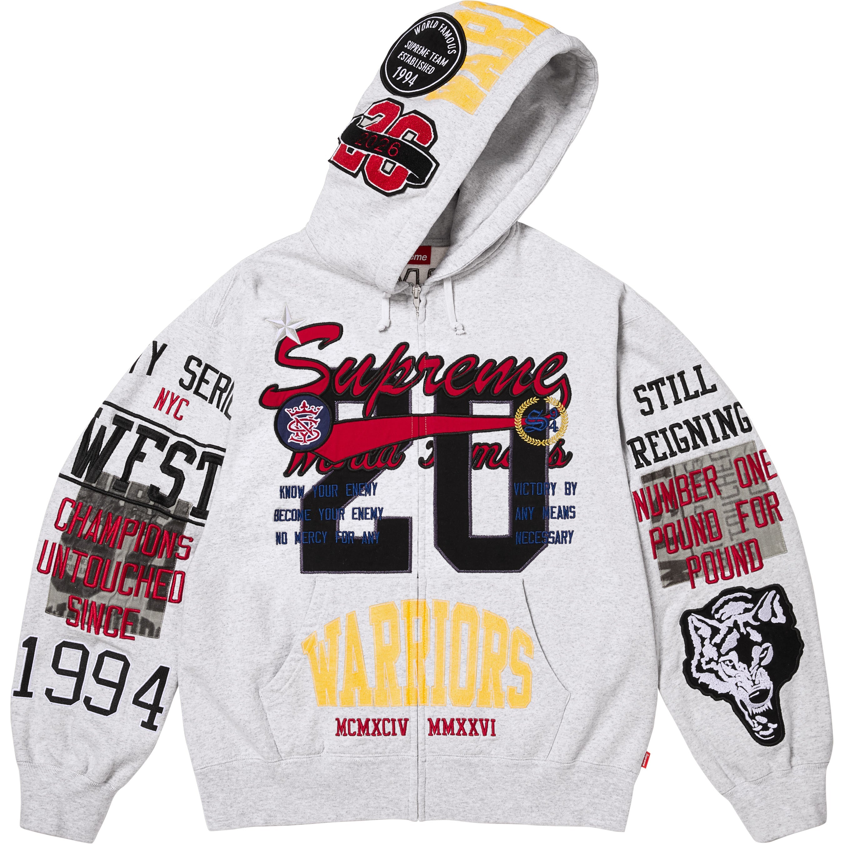 Warriors Appliqué Zip Up Hooded Sweatshirt view 5